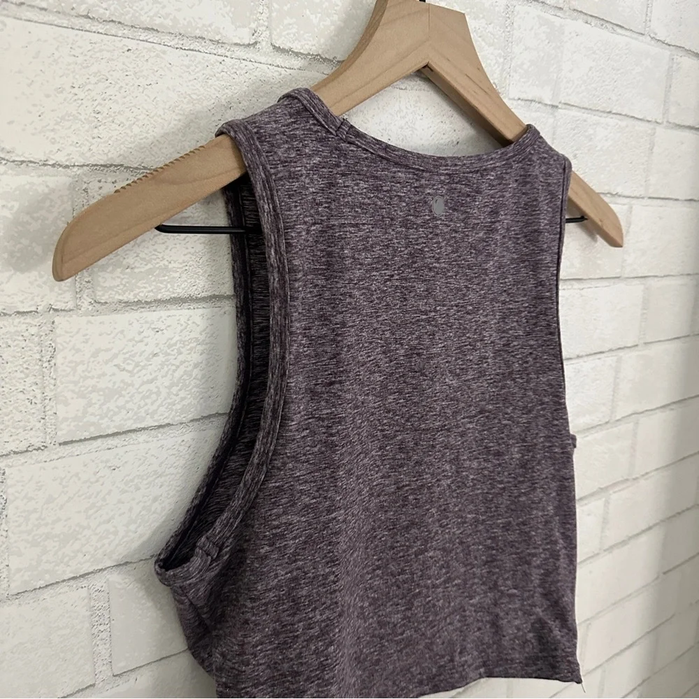 YOGALICIOUS LUX Heathered Maroon Twisted Front Bra Crop Top - Picture 5 of 7
